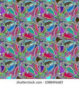 New color seamless pattern with many flower.