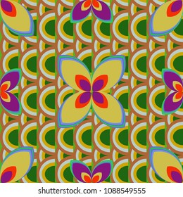 New color seamless pattern with many flower.
