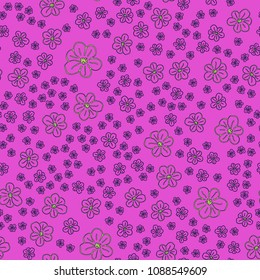 New color seamless pattern with many flower.