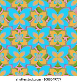 New color seamless pattern with many flower.