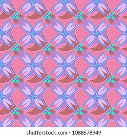New color seamless pattern with many flower.