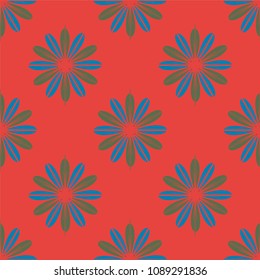New color seamless pattern with many flower.