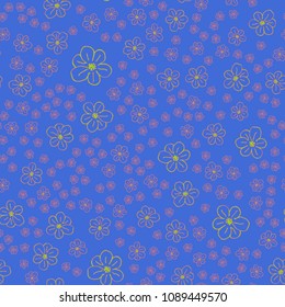 New color seamless pattern with many flower.