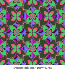 New color seamless pattern with many flower.