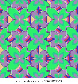 New color seamless pattern with many flower.