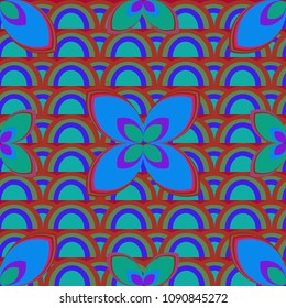 New color seamless pattern with many flower.