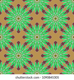 New color seamless pattern with many flower.