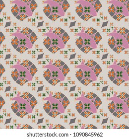 New color seamless pattern with many flower.