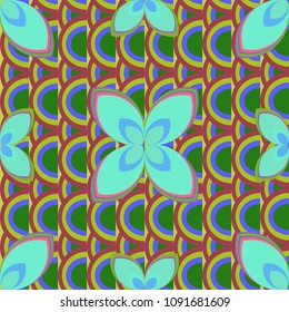 New color seamless pattern with many flower.