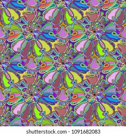 New color seamless pattern with many flower.