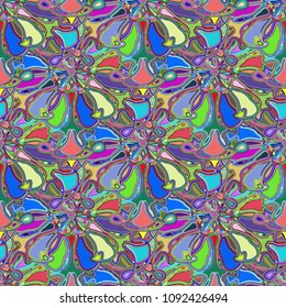 New color seamless pattern with many flower.