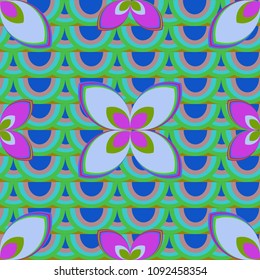 New color seamless pattern with many flower.