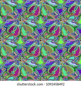 New color seamless pattern with many flower.