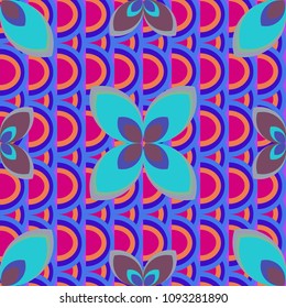 New color seamless pattern with many flower.