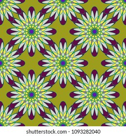 New color seamless pattern with many flower.