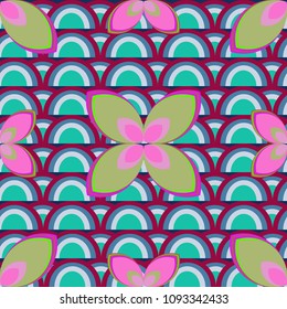 New color seamless pattern with many flower.