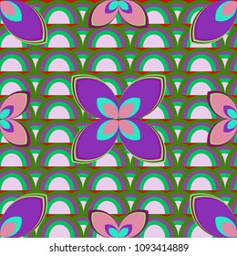 New color seamless pattern with many flower.