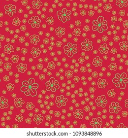 New color seamless pattern with many flower.