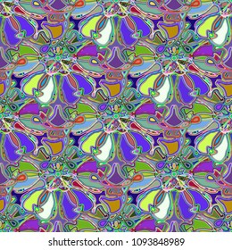 New color seamless pattern with many flower.