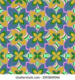 New color seamless pattern with many flower.