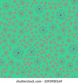 New color seamless pattern with many flower.