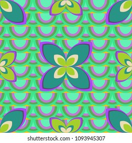 New color seamless pattern with many flower.