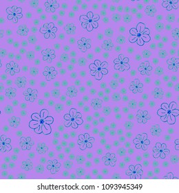 New color seamless pattern with many flower.