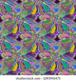 New color seamless pattern with many flower.