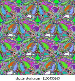 New color seamless pattern with many flower.