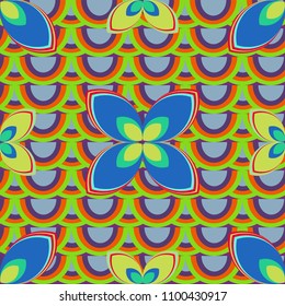 New color seamless pattern with many flower.