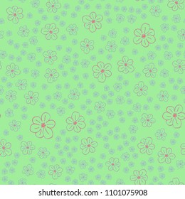 New color seamless pattern with many flower.