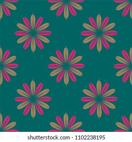 New color seamless pattern with many flower.