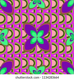 New color seamless pattern with many flower.