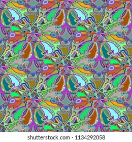 New color seamless pattern with many flower.
