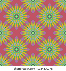 New color seamless pattern with many flower.