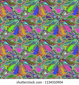 New color seamless pattern with many flower.