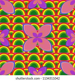 New color seamless pattern with many flower.