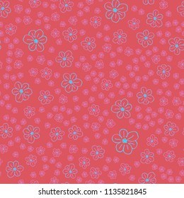 New color seamless pattern with many flower.