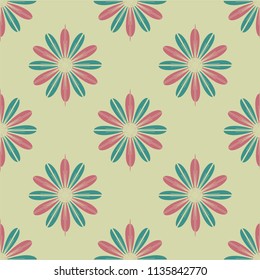 New color seamless pattern with many flower.