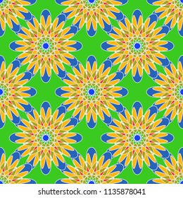 New color seamless pattern with many flower.
