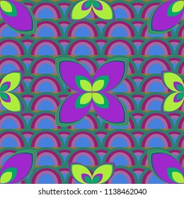 New color seamless pattern with many flower.