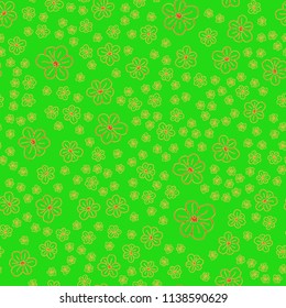 New color seamless pattern with many flower.