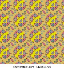 New color seamless pattern with many flower.