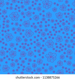 New color seamless pattern with many flowers.