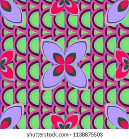 New color seamless pattern with many flowers