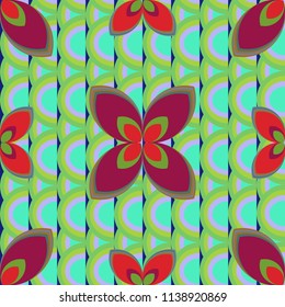 New color seamless pattern with many flower.