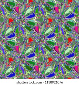 New color seamless pattern with many flower.