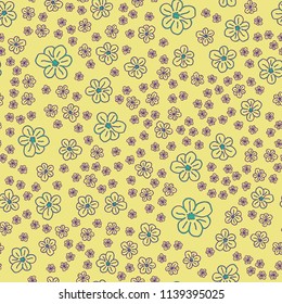 New color seamless pattern with many flower.