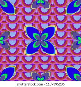 New color seamless pattern with many flower.