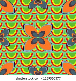 New color seamless pattern with many flower.
